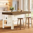 thumbnail image 3 of Kitchen Island with Seating and Storage Shelves, 55.1-Inch Breakfast Counter Farmhouse Island Table for Kitchen Dining Room, 3 of 8