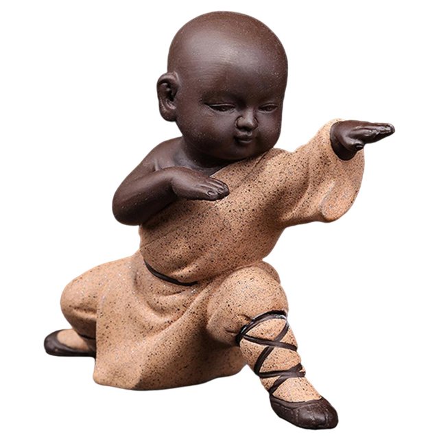 s adornos de monje Estatua de Buda de Juego de té Bandeja de té para el jardín en casa Estatuil para Bandeja de té Estantería Naranja cro Baoblaze estatua de monje de kung fu