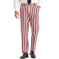 thumbnail image 1 of Pantalones de vestir a rayas INSPIRE CHIC para hombres, pantalones de pierna recta, color bloque, 34 Rojo Blanco, 1 of 5