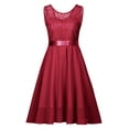 thumbnail image 1 of Vestido Bouanq para mujer, para invitada de boda, de manga corta, estilo alto-bajo, estilo patinador, corte A, con encaje floral, para fiesta de noche y graduación., 1 of 6