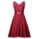 thumbnail image 1 of Vestido Bouanq para mujer, para invitada de boda, de manga corta, estilo alto-bajo, estilo patinador, corte A, con encaje floral, para fiesta de noche y graduación., 1 of 6