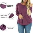thumbnail image 3 of LANREMON Plus Size Fall Winter Tops for Women Casual Long Sleeve Round Neck Tunic Oversized Workout TShirts Shirts Blouse Redwine 22 Plus, 3 of 6