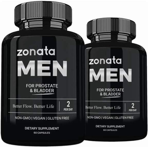 (2 Pack) Zonata Men Prostate Health Support Supplement, Men Male Support - 120 Count