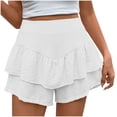 thumbnail image 1 of Plebaso Womens Flowy Shorts Ruffle Layered Elastic Waist Casual Shorts Solid Color Summer Beach Shorts, 1 of 7