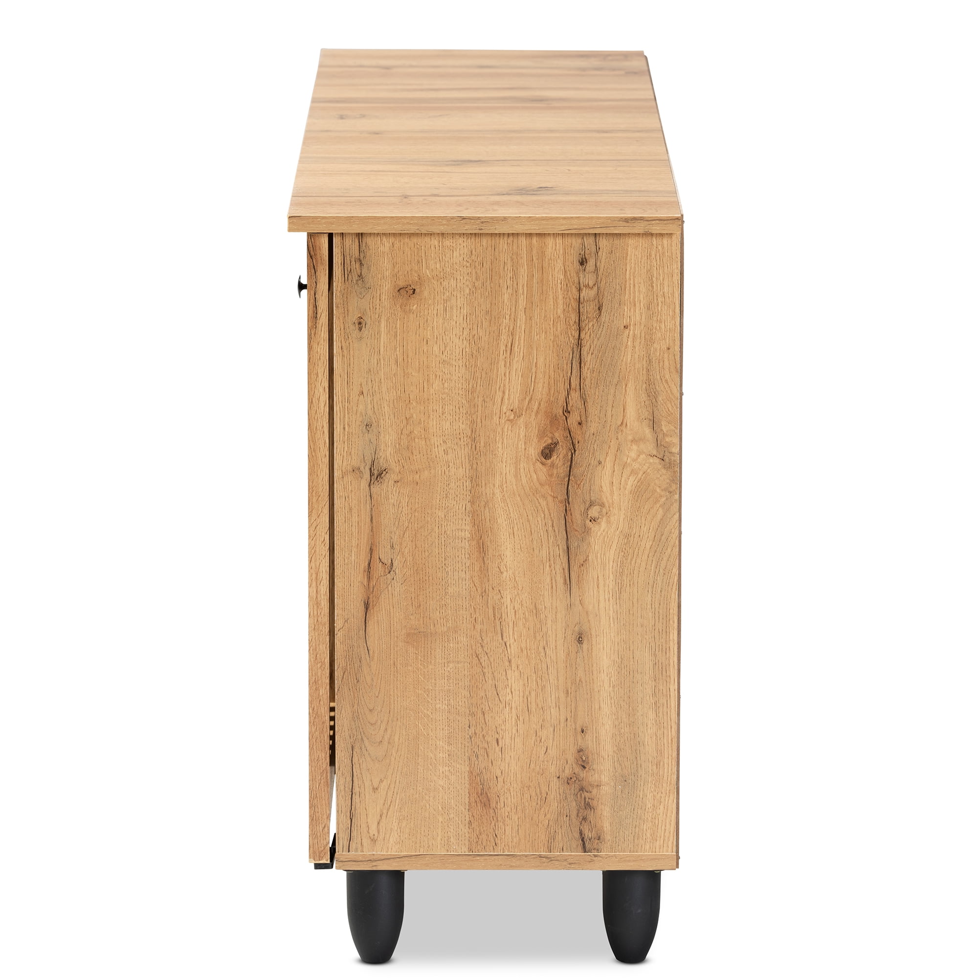Baxton Studio Fernanda Modern and Contemporary Oak Brown Finished Wood 3-Door Shoe Cabinet