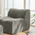 thumbnail image 6 of Foam Compression Sofa Chair, Single Lounge Chair with Adjustable Footrest and Included Pillow, Velvet Upholstered Modern Minimalist Chair for Small Space, Living Room, Bedroom, or Dorm, Gray, 6 of 11