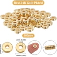 thumbnail image 2 of 100 cuentas espaciadoras redondas planas de 6 mm, chapadas en oro de 24 quilates, sueltas, para hacer joyas, pulseras, collares y manualidades., 2 of 9