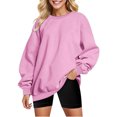 thumbnail image 2 of Aboser Chandails en Molleton à Col Rond pour Femmes, Pull-Over Décontracté Surdimensionné, Blouse Ample à Manches Longues, Tenues Automne 2024, 2 of 4