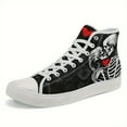 thumbnail image 4 of Coolcustomize Mens Gothic Skeleton Couple Shoes, High-top Sneakers with Lace-Up Closure Boot, All-Black & Red for Halloween, Valentine's, Edgy Streetwear Footwear, Unique Graphic Print Festival Shoes, 4 of 12