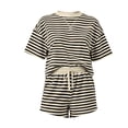 thumbnail image 5 of Womens Lounge 2 Piece Sets Summer Striped Matching Pajamas Set Short Sleeve Oversized T Shirts & Drawstring Shorts 2XL, 5 of 7