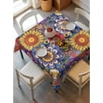 thumbnail image 2 of Boho Blue Flower Suqare Tablecloth - 60 x 60 Inch, Spring Bohemia Chic Red Yellow Floral Waterproof & StainResistant Tablecloth, Washable Oil-proof Table Cover for Dining/Party/Wedding/Camping/Buffet, 2 of 9