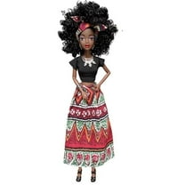AlevRam 12-Inch African American Fashion Doll – Articulated Body, Curly Hair, Colorful Ethnic Skirt & Top Outfit, Gift for Kids Ages 3 