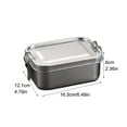 thumbnail image 4 of Stainless Steel Lunch Double Layer Compartment Square Food Storage Container for Students Outdoor Fresh Keeping Meal Prep, 4 of 9