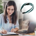 thumbnail image 6 of Unique Bargains 1 Pc Grace Stripe Pattern Wide Cross Knot Headbands for Women White Dark Green, 6 of 6