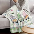 thumbnail image 3 of Easter Blanket Soft Cozy Warm Twin Blanket for Bed, Plush Fuzzy Flannel Fleece Blankets for Sofa, Spring Gnomes Floral Bunny Eggs Green Lattice Throw Blankets for Couch, Gifts for Men, 60"x80", 3 of 9