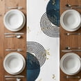 thumbnail image 6 of Boho Middle Century Table Runner - 36 Inch Long, Kitchen Dining Table Runner Dresser Scarves, Navy Blue Yellow Abstract Sun Modern Farmhouse Decor for Coffee Tables Wedding Party Banquet, 6 of 8