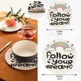 thumbnail image 3 of SKYSONIC Follow Your Dreams Pot Holders Trivets, 2 Pcs Heat Resistant Trivets,Inspirational Quote Cotton Thread Weave Mats for Hot Pads Pans Pot Bowl Teapot for Kitchen Decor, 3 of 7