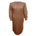 thumbnail image 3 of Robe en Maille à Manches Longues pour Femmes Robe Décontractée Côtelée Solide, 3 of 5