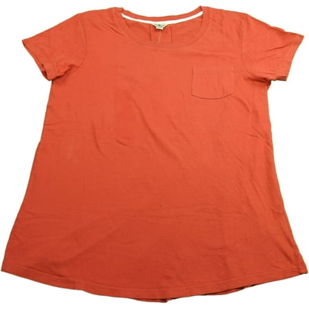 Back Pocket - Woolrich Womens Size Small Short Sleeve Crew Neck Pleated Back Tee W/Front Pocket, Carmine