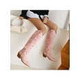 thumbnail image 5 of Daeful Cowgirl Boots for Women Embroidered Knee High Cowboy Boots Fashion Pull on Tall Western Boot Pink 7.5, 5 of 5