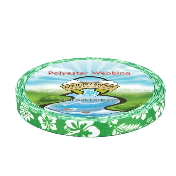 Country Brook Design® 5/8 inch Kelly Green Hawaiian Polyester Webbing, 5 Yards