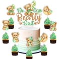 thumbnail image 2 of 25 PCS Bear Baby Shower Cake Decorations Sage Green - We Can Bearly Wait Cake Topper & Cupcake Toppers Double Sided Printing, Greenery Bear Baby Shower Decor for Pregnancy Celebration Newborn Party, 2 of 8