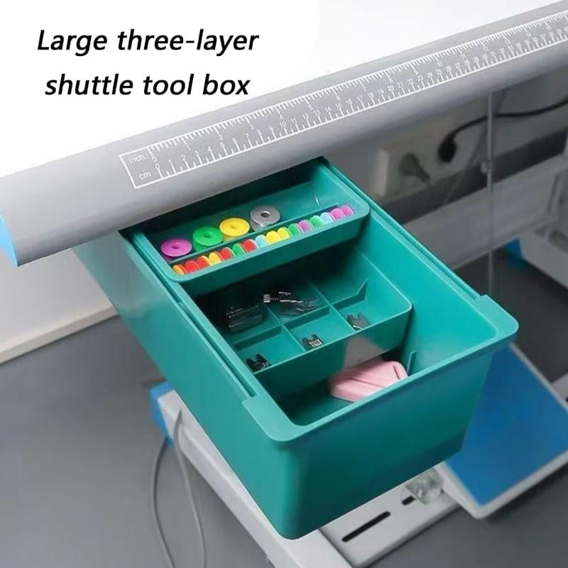 ANXPTIME Portable Triple Compartment Craft and Sewing Tool Box Drawer Organiser Case
