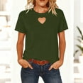 thumbnail image 2 of 3/4 Sleeve Valentine's Heart Shape Cut out Shirts for Women Outfits Vacation Day Tops Tee, 2 of 9