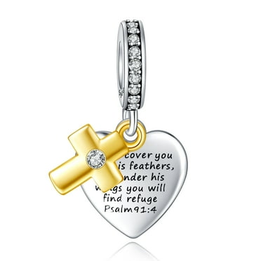 925 Sterling Silver Charm for Bracelets Religious Bible Quotes Cross Charm God All Things are Possible Women Bracelet Charm