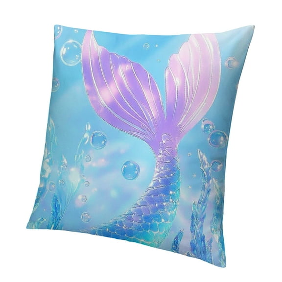 Patifu Mermaid Fish Throw Pillow Covers Sea Animal Cushion Case for Home Sofa Bed Couch for Kids Boys Girls Purple Blue Cushion Covers Underwater World Pillowcases 12x12in