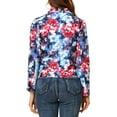 thumbnail image 4 of INSPIRE CHIC Women's Fitted Blazer Notch Lapel Printed Open Front Work Suit Jacket S Blue-Flower, 4 of 8