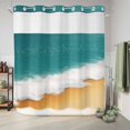 thumbnail image 6 of No Hook Shower Curtain with Built-in Rings - Teal Orange Beach Washable Waterproof Fabric Bathroom Curtains for Hotel,Rentals, 66 X 72 Inch Long , Abstract Watercolor Wave, 6 of 9