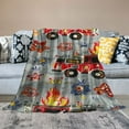 thumbnail image 2 of Qinduosi Kids Car Fleece Throw Blanket for Bed Couch Sofa Firemen Engine Vehicle Blanket Fire Truck Pattern Plush Blanket Boys Girls Room Decor Soft Lightweight Fuzzy BlanketTwin, 2 of 6