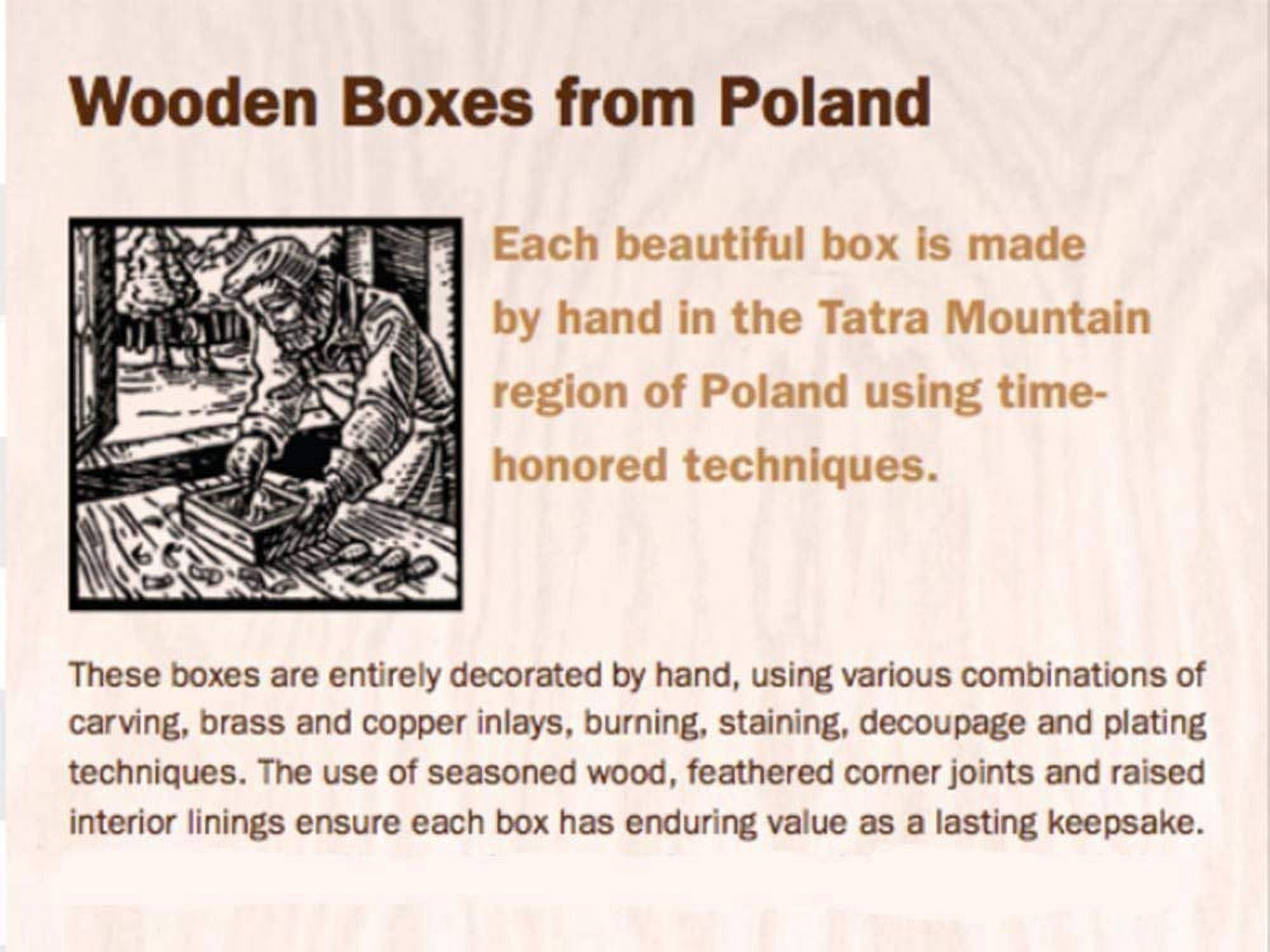 HEARTS Burned Chest Box w/ Lock & Key Handmade Linden Wood Jewelry Heart Keepsake Box from Poland