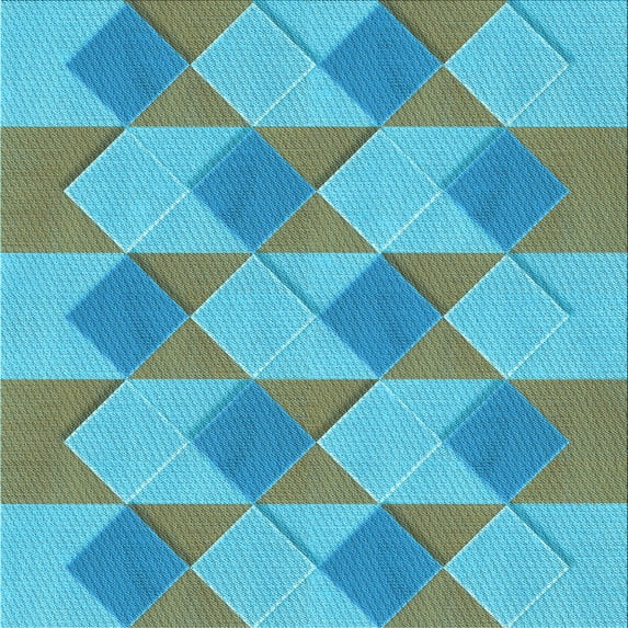 Ahgly Company Machine Washable Indoor Square Transitional Deep-Sea Green Area Rugs, 8' Square