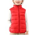 thumbnail image 7 of Lightweight Puffer Jacket Vest Boys Girls Full Zip Sleeveless Stand Collar Warm Quilted Cotton Winter Coat 2-11Y (150, Red), 7 of 7