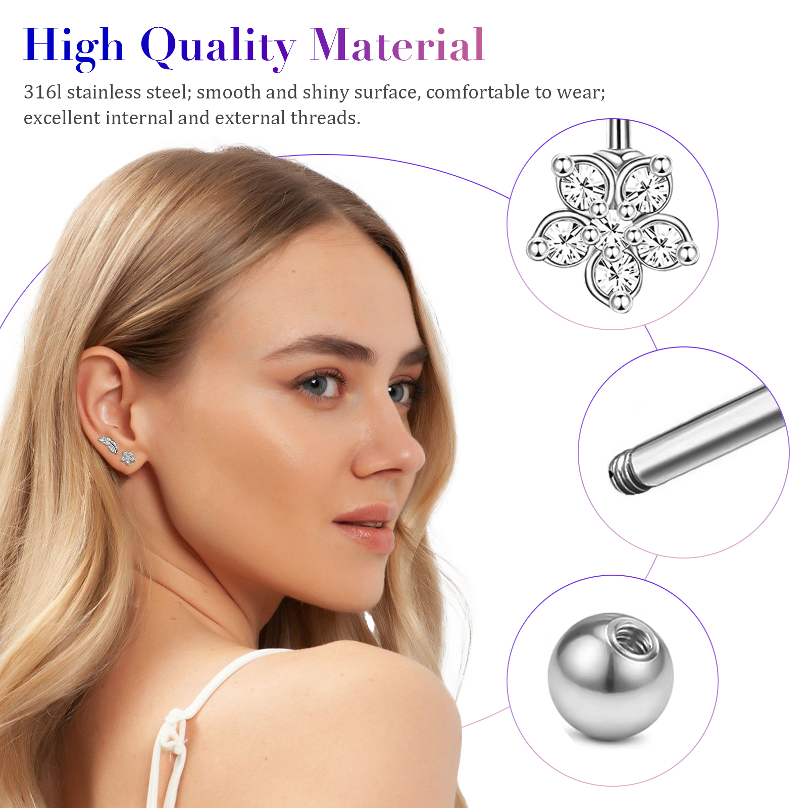 TSV 17-Piece Cartilage Hoop Earring Set photo 5