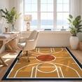 thumbnail image 3 of Design&I 8'x10' Washable Area Rug Orange Amber Court Design with Dark Border Interlocking Lines on Sport Layout for King Size Bedroom, Under Bed, Sleek Flatweave Pet Friendly, 3 of 7