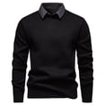 thumbnail image 2 of Bpmpbo Men's 2-in-1 Fake Two Layer Sweater Solid Color Fleece Lined Mock Neck Long Sleeve Top Warm Fashion Casual Pullover for Fall Winter, 2 of 4