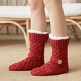 thumbnail image 2 of Women's Slipper Socks with Grips Non Slip Soft Cozy Fuzzy Fleece Lined Cable Knit Socks for Cold Winter, 2 of 7