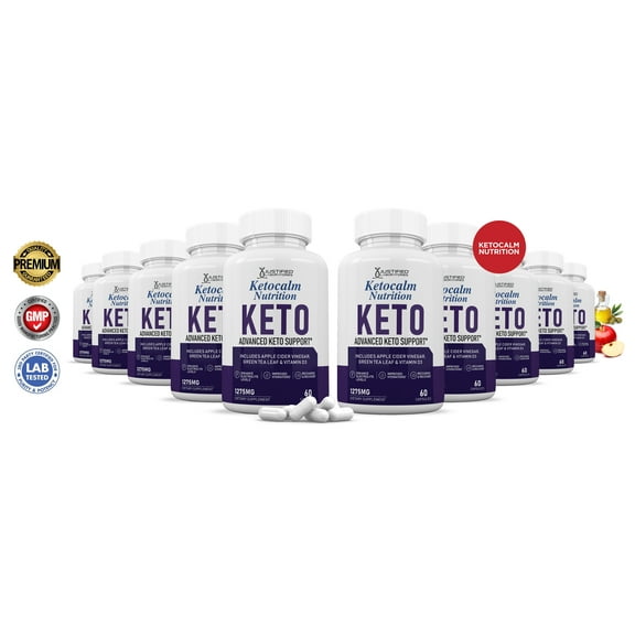 (10 Pack) Keto Calm ACV Pills 1275mg Alternative to Gummies Dietary Supplement 600 Capsules