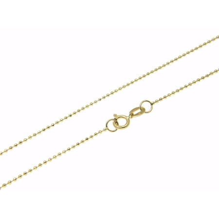14k solid yellow gold diamond cut 1mm bead ball chain necklace 20
