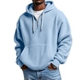 thumbnail image 3 of Homeyce Men's Quarter Zip Hoodie Waffle Knit Pullover Long Sleeve Casual Loose Fit Sweatshirt Hooded Tops with Pockets,Blue 3XL, 3 of 5