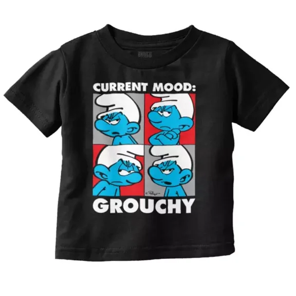 Cool The Smurfs Cartoon Current Mood Grouchy Toddler T Shirt TODDLER SHORT SLEEVE TEE BELLA CANVAS 3001T