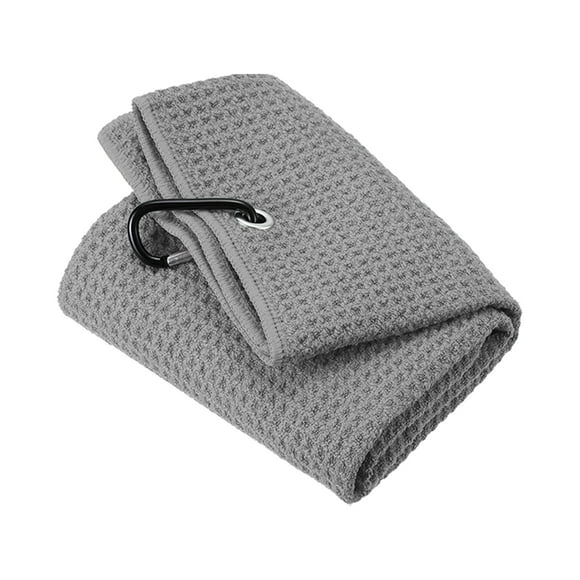 Uxcell 24"x16" Golf Towels Tri Fold Waffle Pattern Towels Soft Fiber with D Clip Grey
