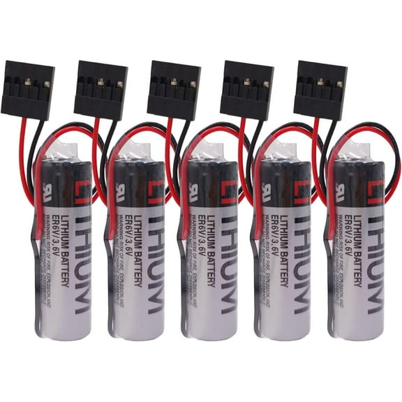 (Pack of 5) ER6VC3N ER6V/3.6V 2Ah JAE5PIN Lithium Replacement Battery PLC Battery with JAE5PIN Plug