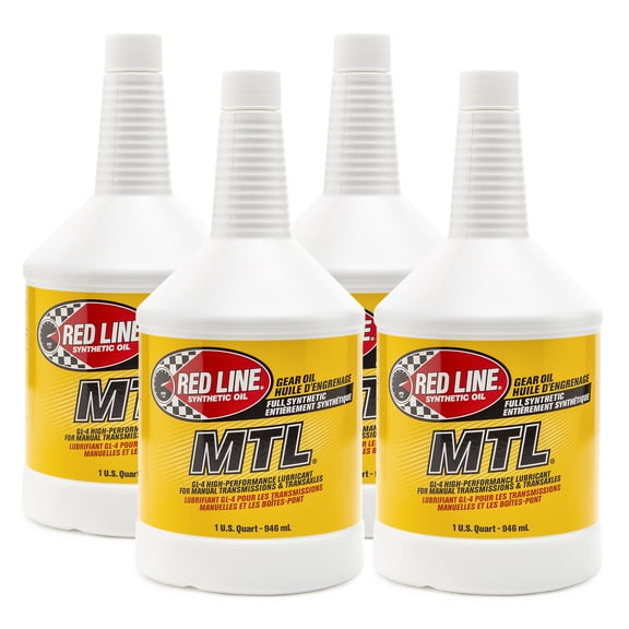 Red Line 50204 SAE 75W80 API GL-4 Manual Transmission and Transaxle Lubricant (MTL) Car Gear Oil - 1 Quart (4 Pack)