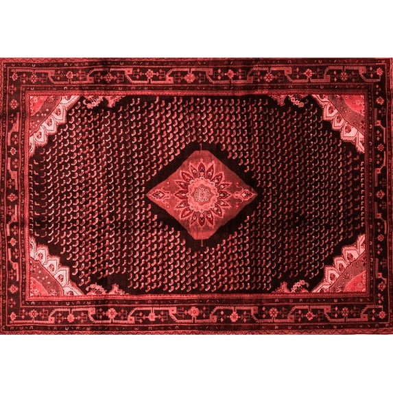 Ahgly Company Indoor Rectangle Medallion Red Traditional Area Rugs, 8' x 12'