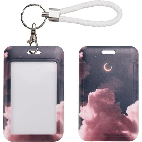 Plastic Name Card Holders with Imitation Leather Pendant Decorations Cloud 110x68.5x5.5mm