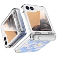 thumbnail image 3 of Dteck for Samsung Galaxy Z Flip 6 Case with Hinge Cover & Built-in Stand & Tempered Glass Screen Protector,Military Grade Drop Protection,Heavy Duty Matte Hard Case for Samsung Z Flip6,Blue Flower, 3 of 7